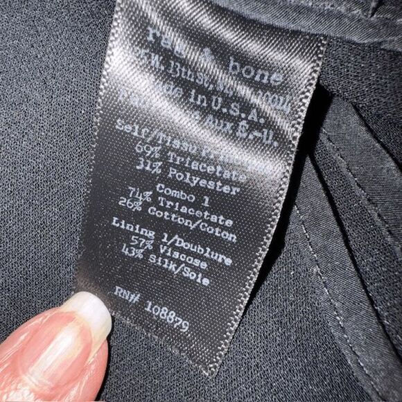 Rag & Bone Stretch Black Blazer Texture Lapel and Front Pocket Trim Size 8 - Picture 7 of 13